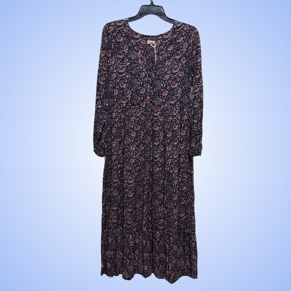 Faherty Isabella Long Sleeve Midi Dress XS/Small Artisan Block Print NWT - Picture 1 of 5